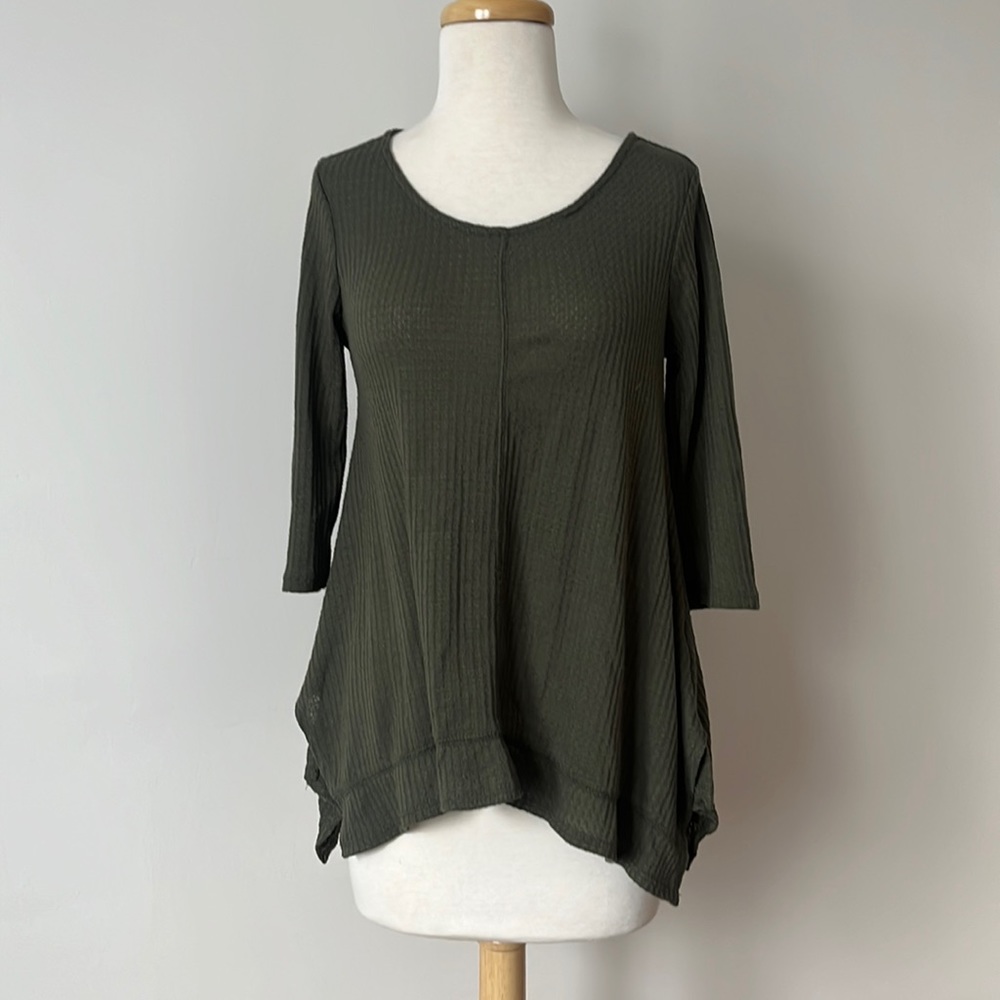 Pink Rose Green Flowy Top